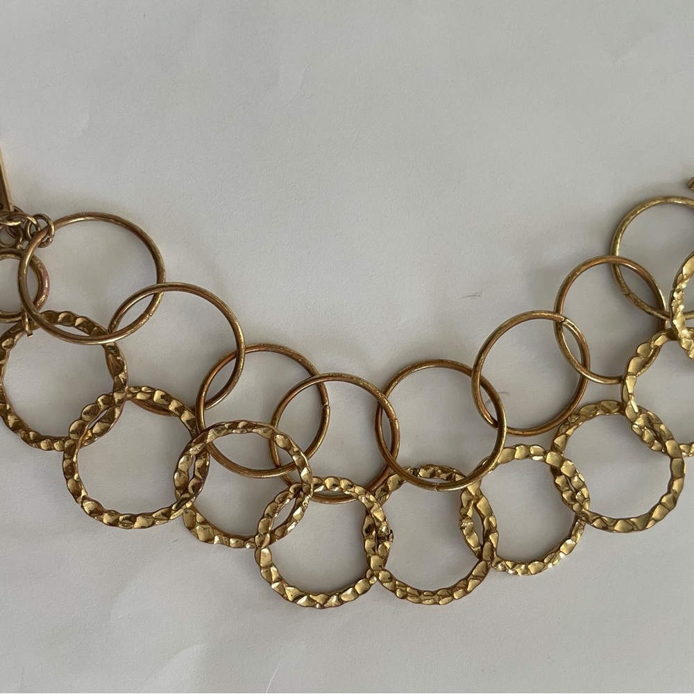 Daisy Fuentes Gold Tone Metal Toggle Bracelet Double Row Round Links 8"